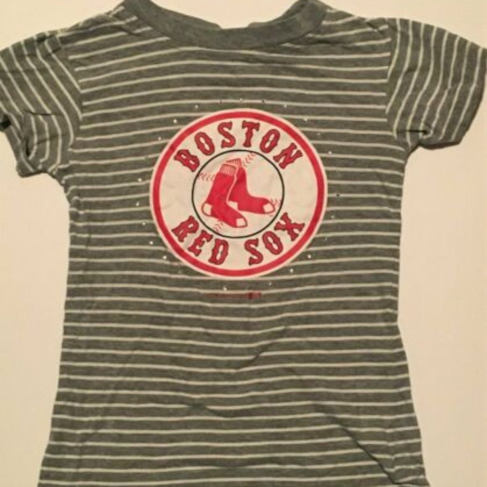 MLB Genuine Merchandise BOSTON RED SOX Rhinestone Logo SSl Top ~ Sz M(7-8)